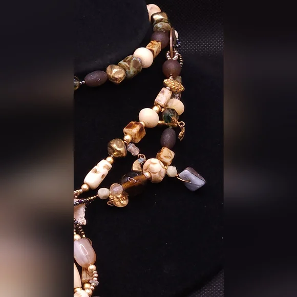 Unique Handcrafted Beaded Boho Tassel Necklace With Charms And Skull Beads - Picture 4 of 7